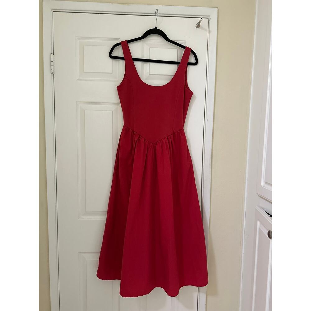 NWT Nation LTD Sz M Fiona Drop Waist Midi Dress in Heartbeat Red $248 MSRP - Picture 5 of 10